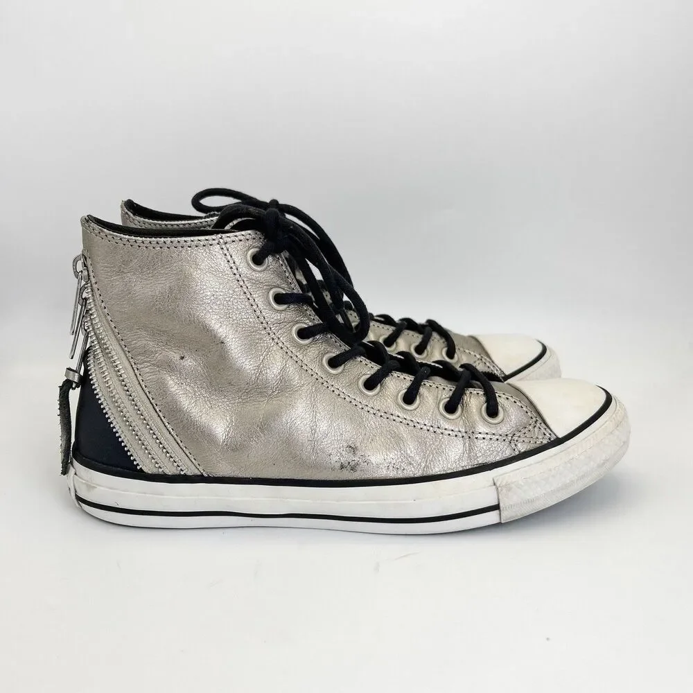 Converse Chuck Taylor All Star Tri-Zip Sneakers Womens Sz 10 Silver Leather